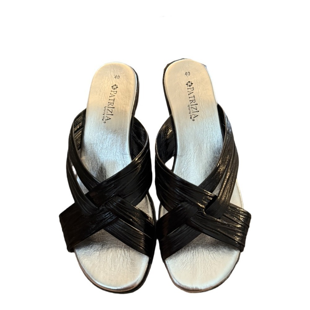 PATRIZIA Women's Apricot Slide Wedge Sandal size 40 (US 9) Black Open Toe